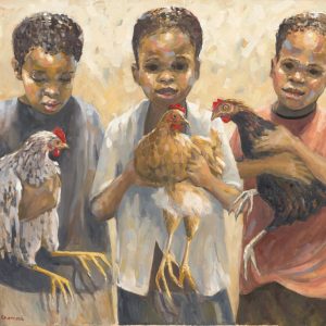 Boys with Chickens (Print)