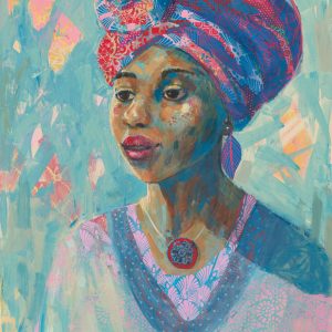 Portrait in Turquoise and Pink